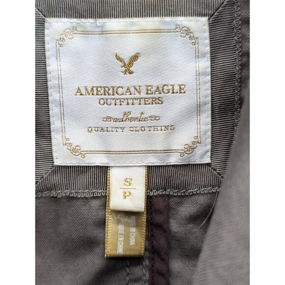American Eagle Y2K Cargo Jacket Juniors S Velvet Tie Military Canvas Boho Brown - Picture 13 of 13